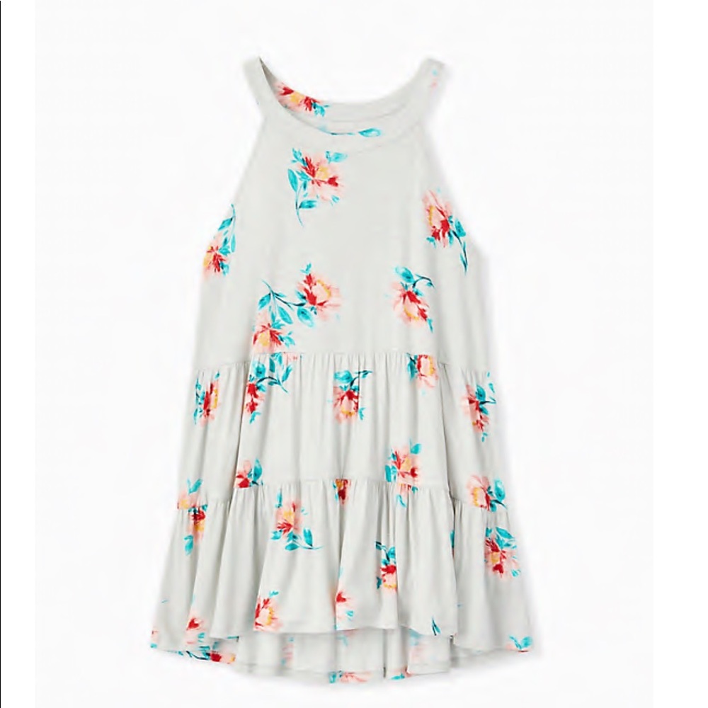 SUPER SOFT GREY FLORAL SHIRRED HEM BABYDOLL TANK